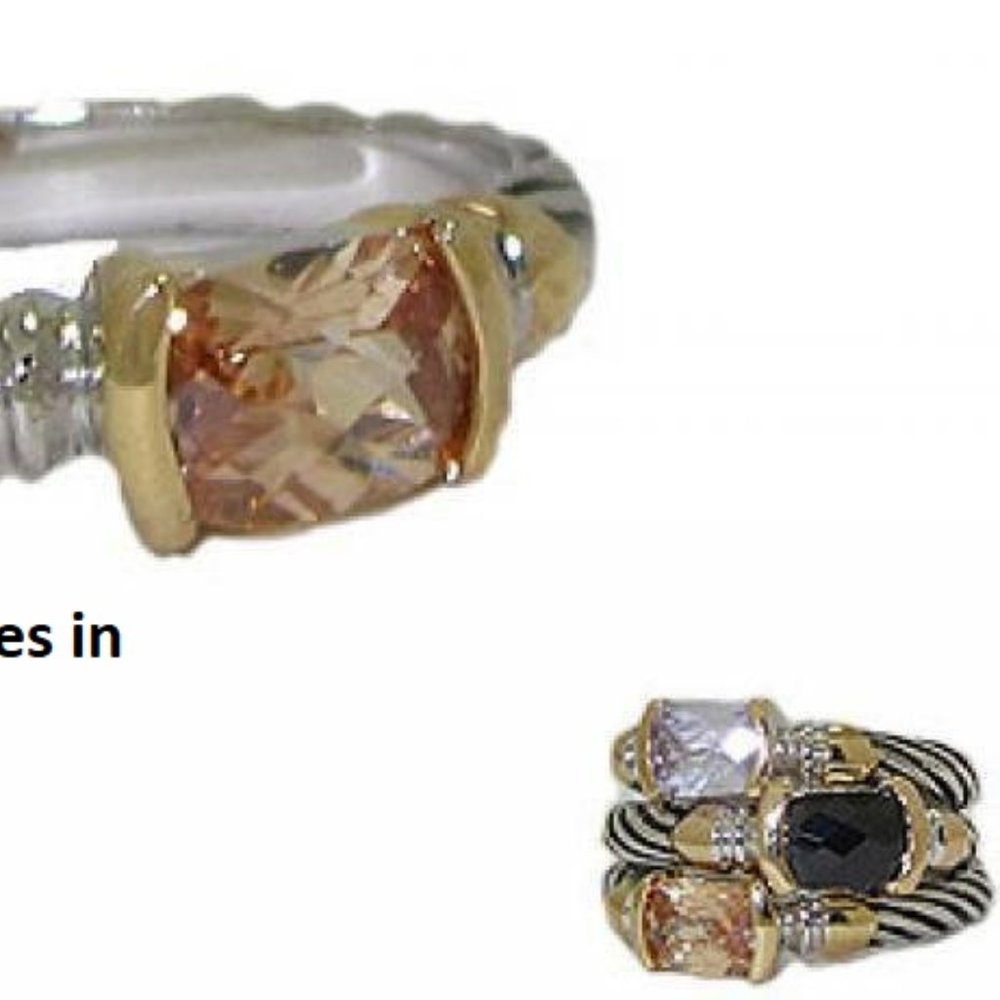 Cable stack ring champagne pink jet white green lavender Sizes 5 - 10 NWT